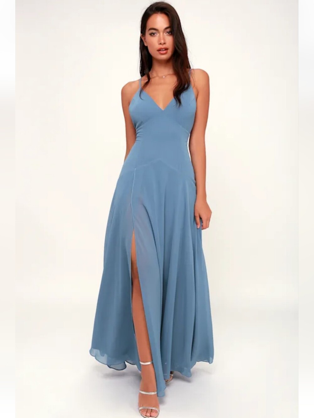 NWOT Lovely Still Slate Blue Sleeveless Maxi Dress